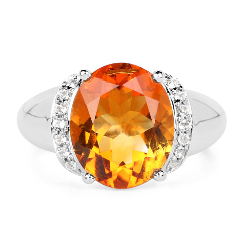 3.94 Carat Genuine Madeira Citrine & White Topaz .925 Sterling Silver Ring on sale at MyriadMart