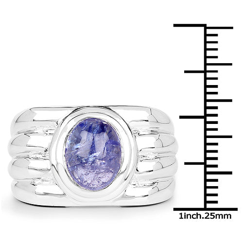 3.55 Carat Genuine Tanzanite .925 Sterling Silver Ring on sale at MyriadMart