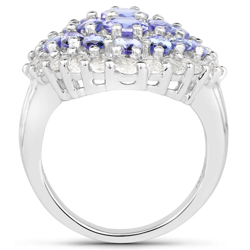 4.72 Carat Genuine Tanzanite and White Topaz .925 Sterling Silver Ring on sale at MyriadMart