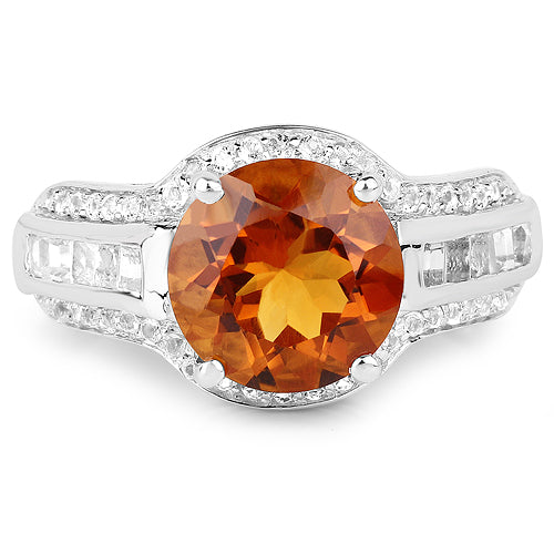 2.81 Carat Genuine Citrine and White Topaz .925 Sterling Silver Ring on sale at MyriadMart