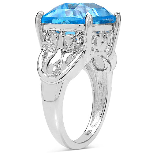 10.30 Carat Genuine Swiss Blue Topaz .925 Sterling Silver Ring on sale at MyriadMart