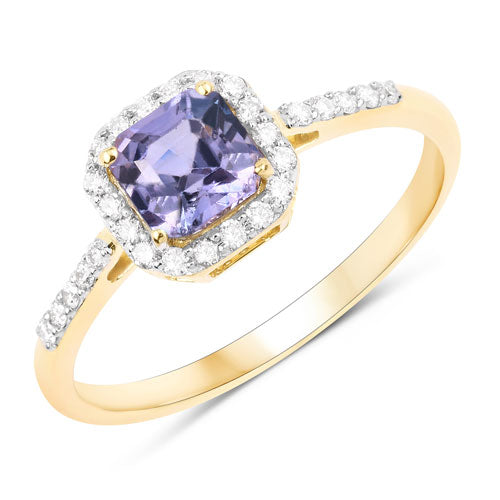 1.27 Carat Genuine Purple Pink Sapphire and White Diamond 14K Yellow Gold Ring on sale at MyriadMart