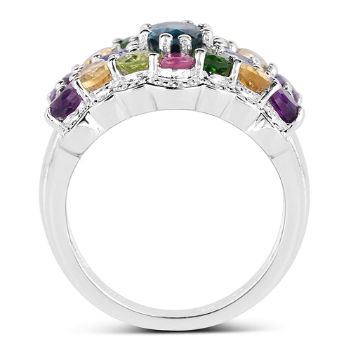 4.02 Carat Genuine Multi Stone .925 Sterling Silver Ring on sale at MyriadMart