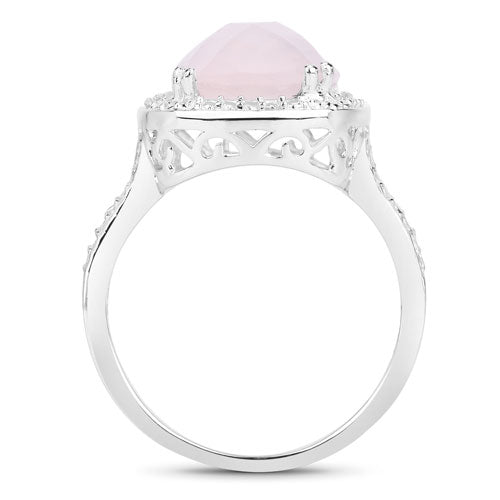 5.80 Carat Genuine Rose Quartz .925 Sterling Silver Ring on sale at MyriadMart