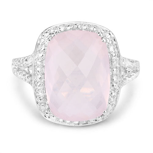 5.80 Carat Genuine Rose Quartz .925 Sterling Silver Ring on sale at MyriadMart