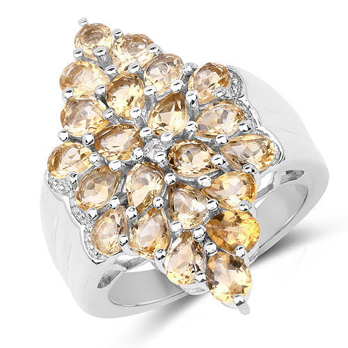 3.54 Carat Genuine Citrine and White Topaz .925 Sterling Silver Ring on sale at MyriadMart