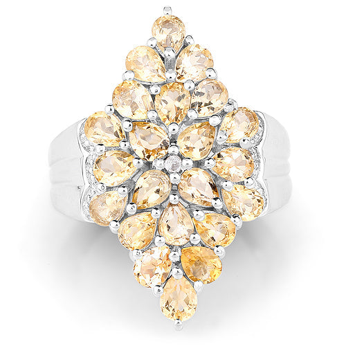 3.54 Carat Genuine Citrine and White Topaz .925 Sterling Silver Ring on sale at MyriadMart