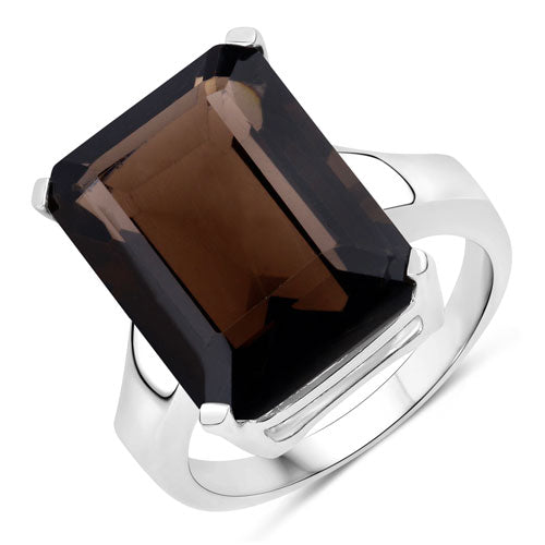 11.20 Carat Genuine Smoky Quartz .925 Sterling Silver Ring on sale at MyriadMart