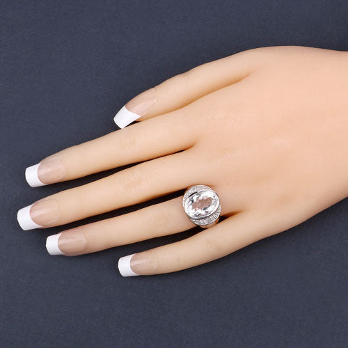 5.38 Carat Genuine Crystal Quartz and White Diamond .925 Sterling Silver Ring on sale at MyriadMart