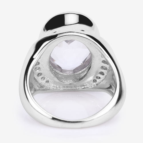 5.38 Carat Genuine Crystal Quartz and White Diamond .925 Sterling Silver Ring on sale at MyriadMart