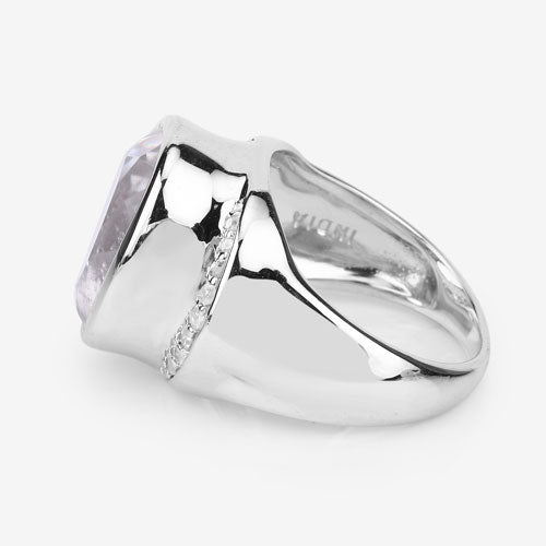 5.38 Carat Genuine Crystal Quartz and White Diamond .925 Sterling Silver Ring on sale at MyriadMart