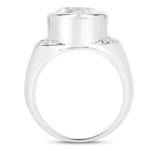 5.38 Carat Genuine Crystal Quartz and White Diamond .925 Sterling Silver Ring on sale at MyriadMart