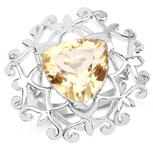 5.71 Carat Genuine Citrine .925 Sterling Silver Ring on sale at MyriadMart