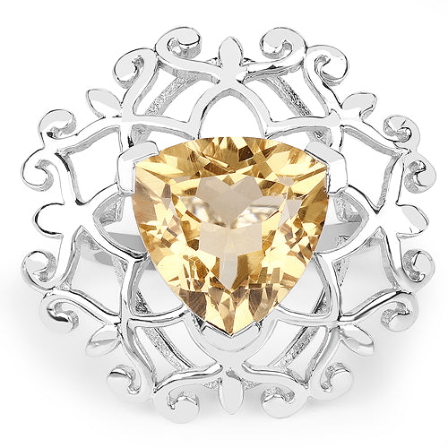 5.71 Carat Genuine Citrine .925 Sterling Silver Ring on sale at MyriadMart