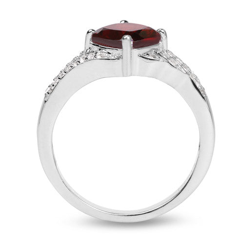 1.67 Carat Genuine Garnet and White Topaz .925 Sterling Silver Ring on sale at MyriadMart