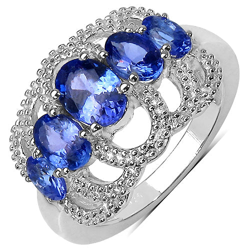 2.13 Carat Genuine Tanzanite .925 Sterling Silver Ring on sale at MyriadMart