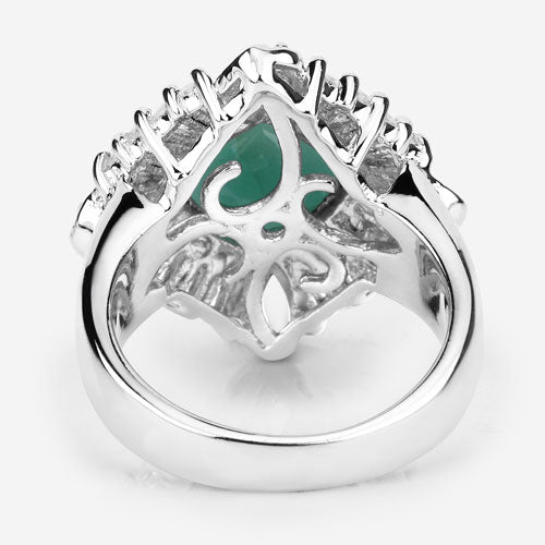 "2.57 Carat Genuine Emerald, White Topaz and White Diamond .925 Sterling Silver Ring on sale at MyriadMart