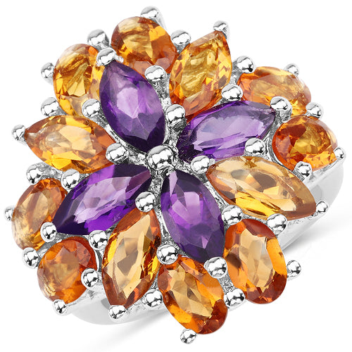 7.96 Carat Genuine Amethyst & Madeira Citrine .925 Sterling Silver Ring on sale at MyriadMart