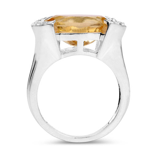4.55 Carat Genuine Citrine and White Diamond .925 Sterling Silver Ring on sale at MyriadMart