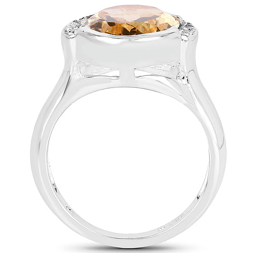 5.05 Carat Genuine Citrine and White Diamond .925 Sterling Silver Ring on sale at MyriadMart