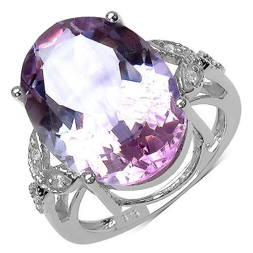 10.50 Carat Genuine Amethyst & White Topaz .925 Sterling Silver Ring on sale at MyriadMart