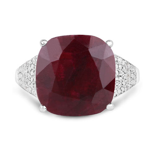 14.47 Carat Dyed Ruby and White Topaz .925 Sterling Silver Ring on sale at MyriadMart