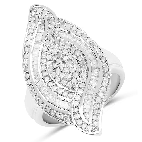 1.22 Carat Genuine White Diamond .925 Sterling Silver Ring on sale at MyriadMart