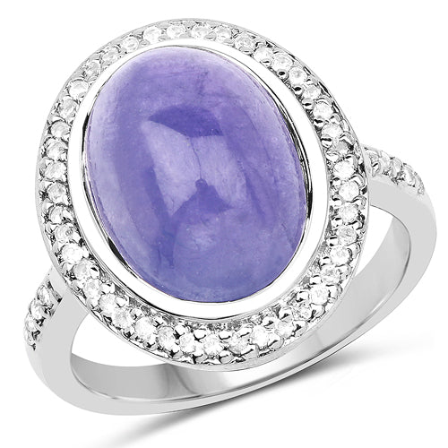 8.26 Carat Genuine Tanzanite & White Topaz .925 Sterling Silver Ring on sale at MyriadMart