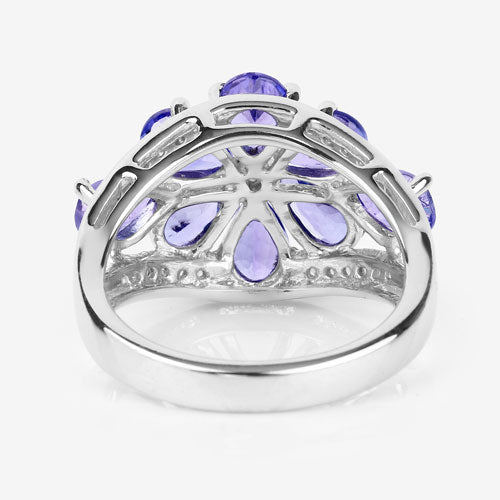 3.24 Carat Genuine Tanzanite and White Topaz .925 Sterling Silver Ring on sale at MyriadMart