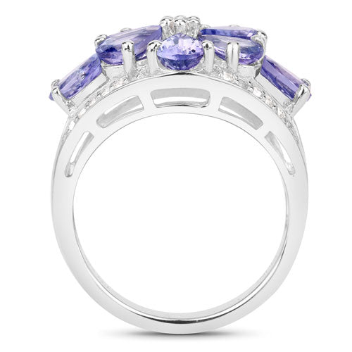 3.24 Carat Genuine Tanzanite and White Topaz .925 Sterling Silver Ring on sale at MyriadMart