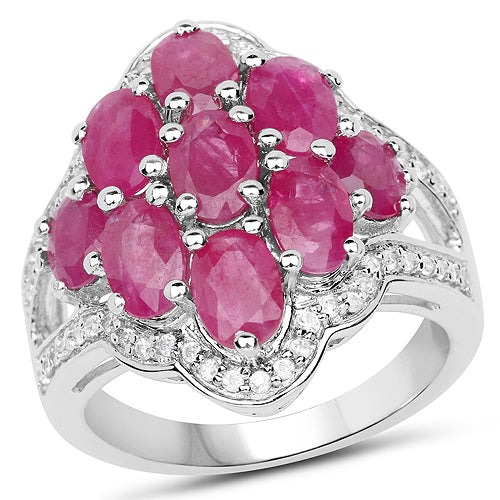 4.72 Carat Genuine Ruby and White Zircon .925 Sterling Silver Ring on sale at MyriadMart