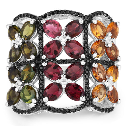 8.38 Carat Genuine Multi Tourmaline .925 Sterling Silver Ring on sale at MyriadMart