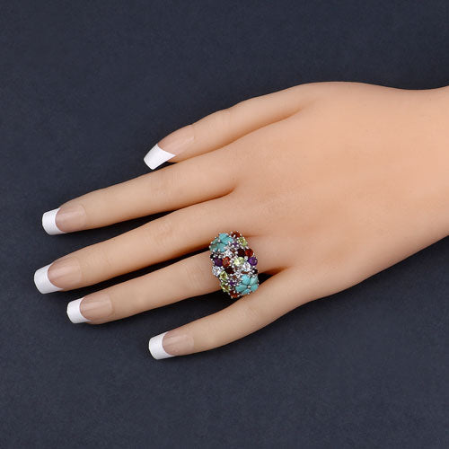 4.03 Carat Genuine Multi Stones .925 Sterling Silver Ring on sale at MyriadMart