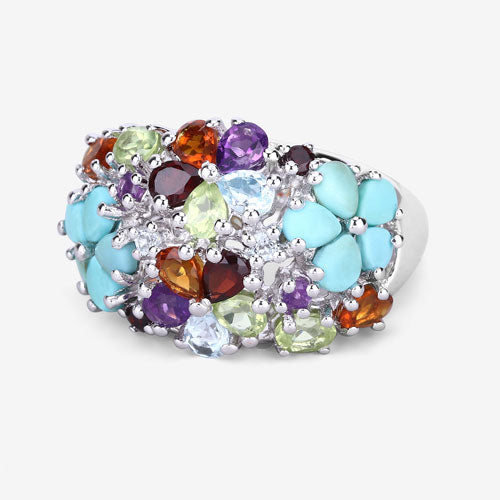 4.03 Carat Genuine Multi Stones .925 Sterling Silver Ring on sale at MyriadMart