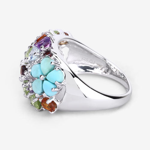 4.03 Carat Genuine Multi Stones .925 Sterling Silver Ring on sale at MyriadMart