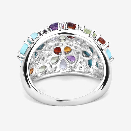 4.03 Carat Genuine Multi Stones .925 Sterling Silver Ring on sale at MyriadMart