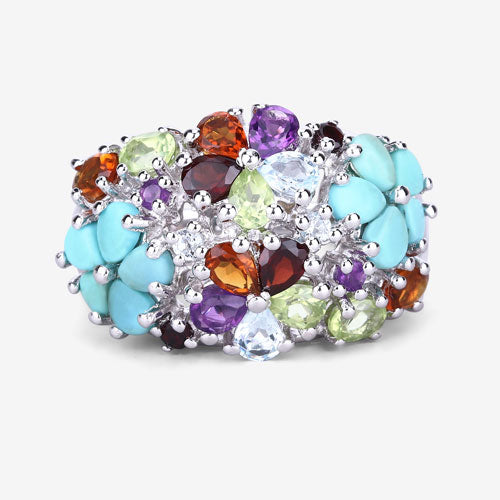 4.03 Carat Genuine Multi Stones .925 Sterling Silver Ring on sale at MyriadMart