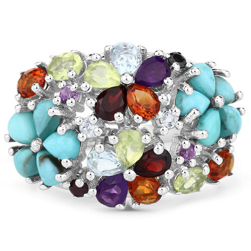 4.03 Carat Genuine Multi Stones .925 Sterling Silver Ring on sale at MyriadMart