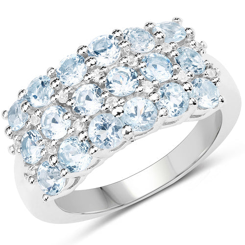 2.29 Carat Genuine Blue Topaz & White Topaz .925 Sterling Silver Ring on sale at MyriadMart
