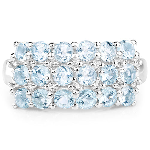 2.29 Carat Genuine Blue Topaz & White Topaz .925 Sterling Silver Ring on sale at MyriadMart