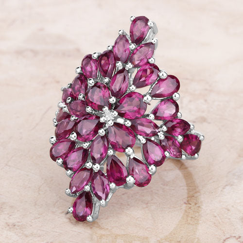 7.52 Carat Genuine Rhodolite .925 Sterling Silver Ring on sale at MyriadMart