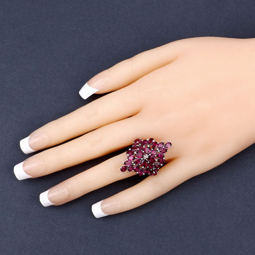 7.52 Carat Genuine Rhodolite .925 Sterling Silver Ring on sale at MyriadMart