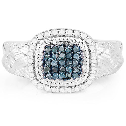 0.28 Carat Genuine Blue Diamond and White Diamond .925 Sterling Silver Ring on sale at MyriadMart