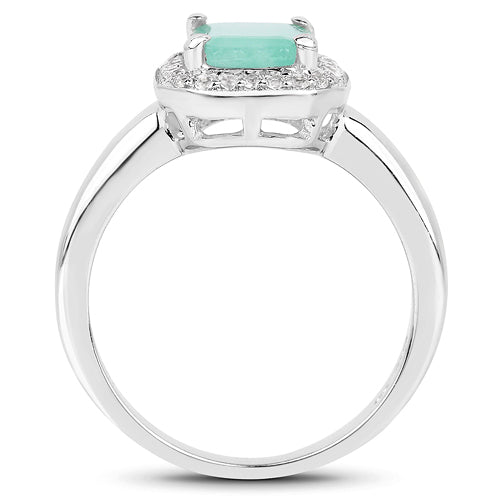 1.73 Carat Genuine Emerald & White Topaz .925 Sterling Silver Ring on sale at MyriadMart