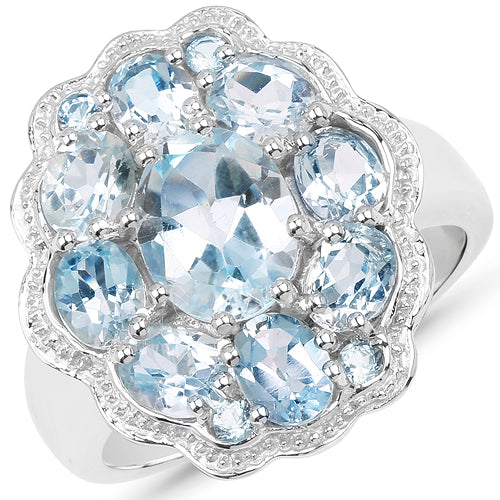 6.64 Carat Genuine Blue Topaz .925 Sterling Silver Ring on sale at MyriadMart