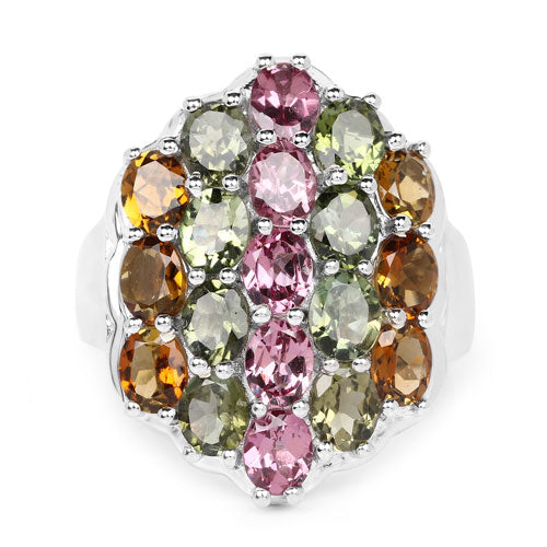 5.89 Carat Genuine Multi Tourmaline .925 Sterling Silver Ring on sale at MyriadMart