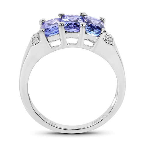 1.63 Carat Genuine Tanzanite & White Diamond .925 Sterling Silver Ring on sale at MyriadMart