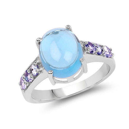 4.77 Carat Genuine Swiss Blue Topaz and Tanzanite .925 Sterling Silver Ring on sale at MyriadMart
