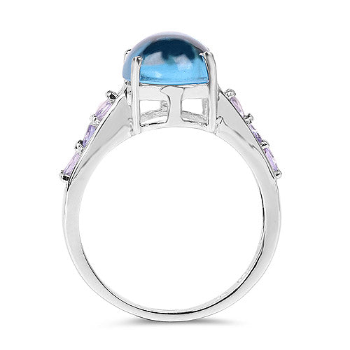 4.77 Carat Genuine Swiss Blue Topaz and Tanzanite .925 Sterling Silver Ring on sale at MyriadMart