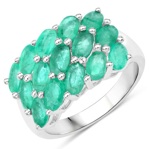 3.00 Carat Genuine Emerald .925 Sterling Silver Ring on sale at MyriadMart